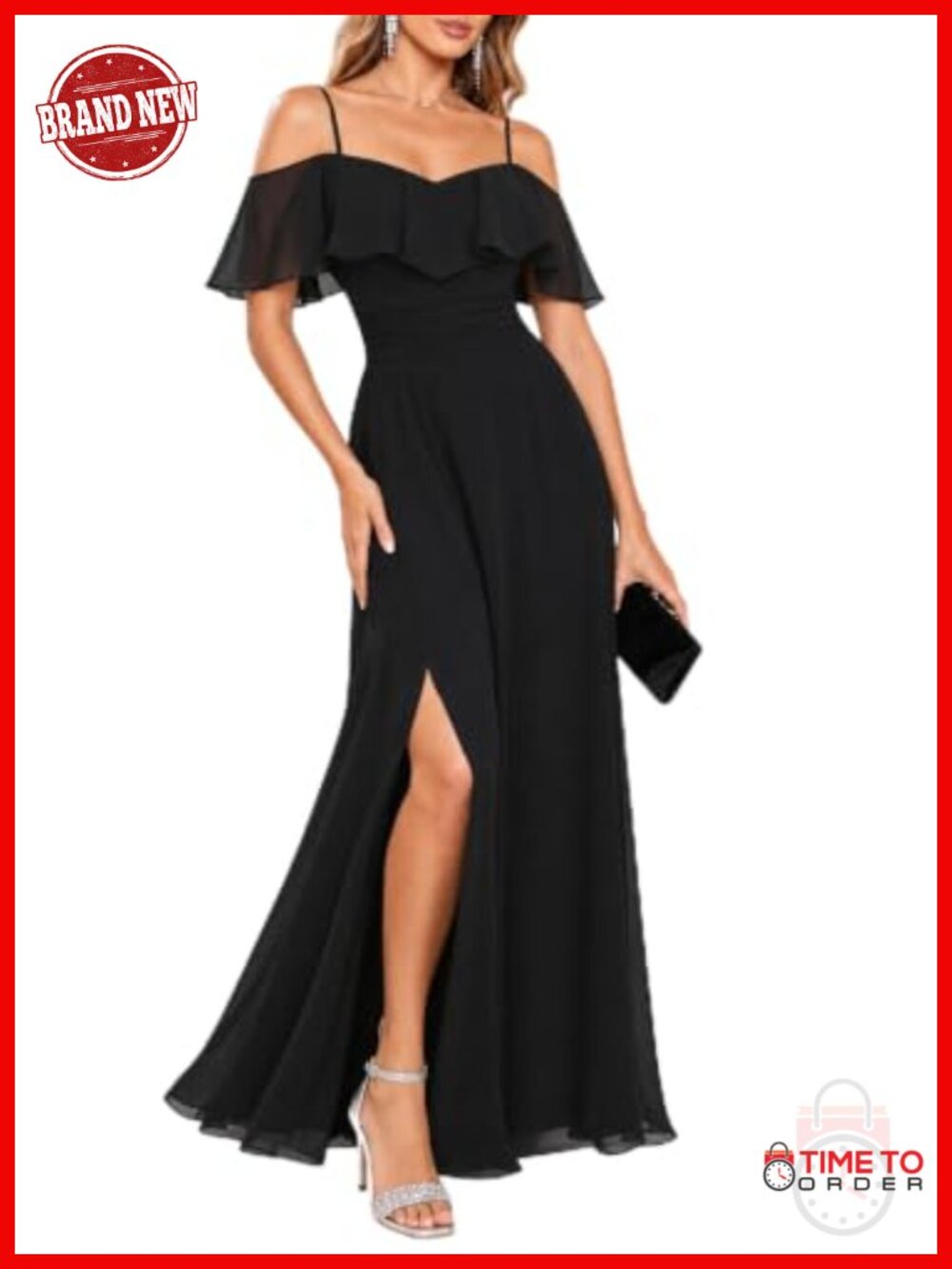 Chiffon A-Line Formal Dress Off Shoulder Wedding Guest Bridesmaid